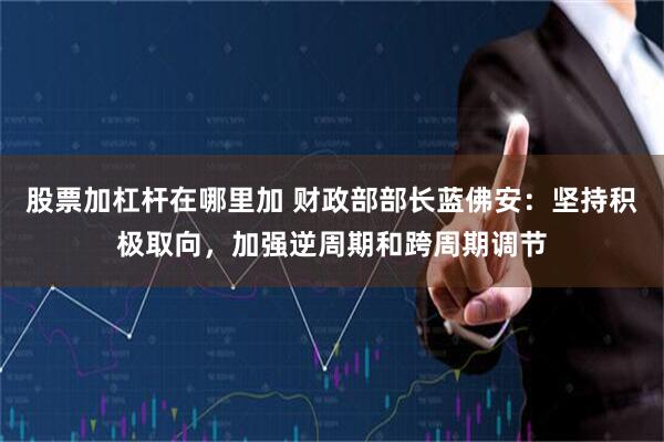 股票加杠杆在哪里加 财政部部长蓝佛安：坚持积极取向，加强逆周期和跨周期调节